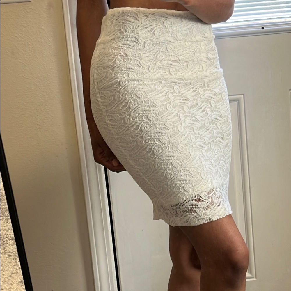 Tank Girl White mini Lace Pencil Skirt